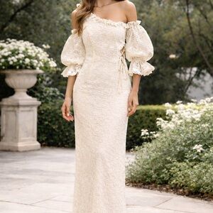Klesis Never Worn Ivory Off Shoulder Open Back Dress Size Small